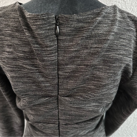 Nicole Miller Atelier Gray Ruched Bodycon Midi Dress Size L - Picture 3 of 7